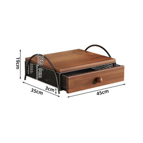 Coffee Machine Stand Pull-out Drawer Coffee Station Rack Wood-Grain Finish