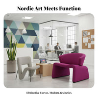 M-Shaped Armchair Nordic Aesthetic Lounge Chair artistic aesthetic dense Foam Filling for Living Room, Hotel Lobby, Apartment