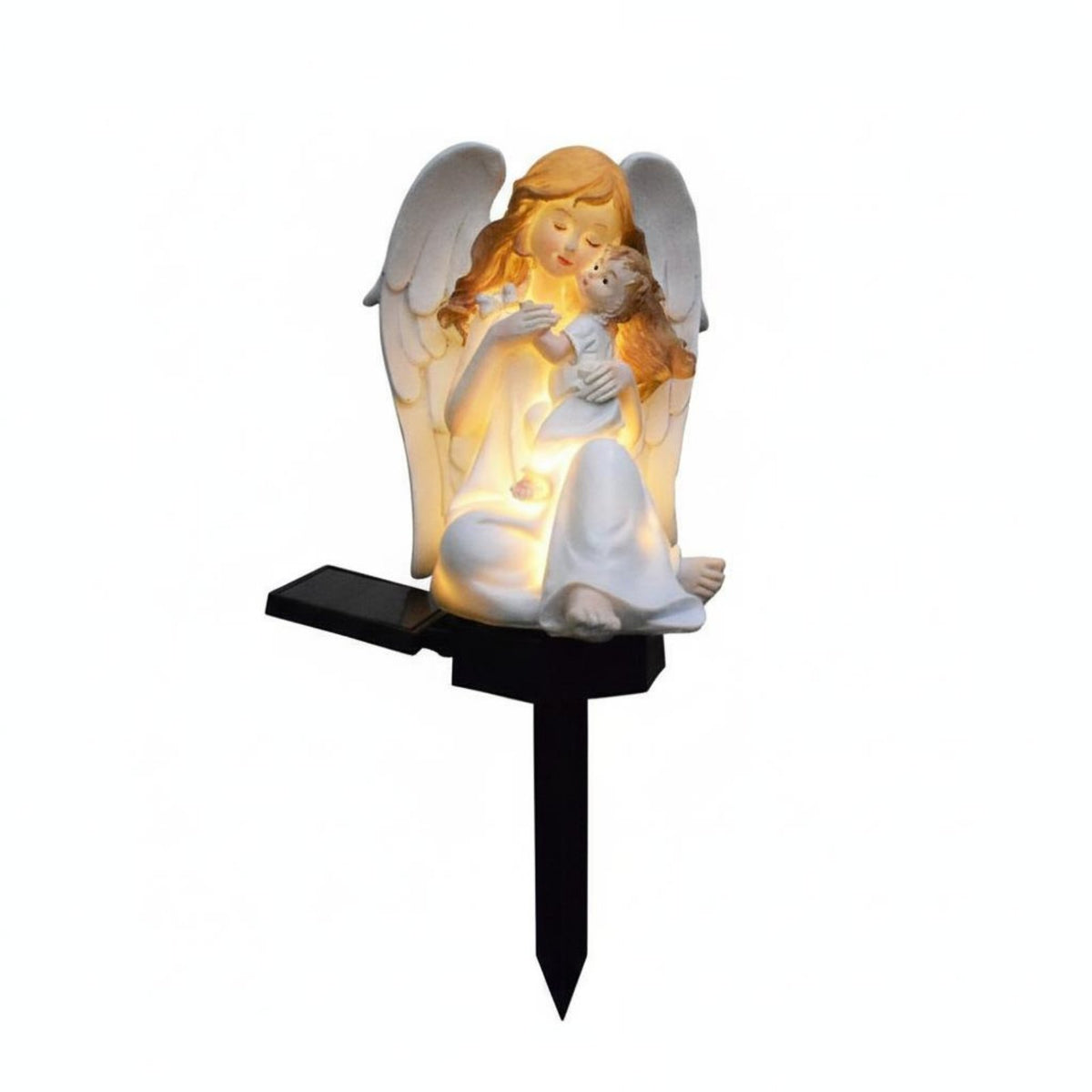 Mother and Child Angel Light Waterproof Solar Angel Light Weather Resistant Outdoor Decoration for Lawn, Patio, Memorial Site