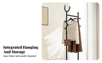 Coat Tree with Storage Basket Includes Laundry Hamper for Entryway, Students