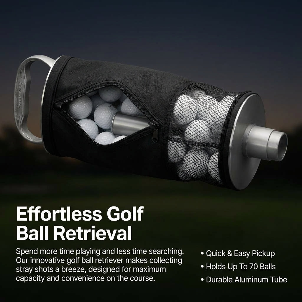Telescopic Golf Ball Retriever Bag, Golf Ball Collector with Bag, Golf Ball Collector Aluminum Alloy, Golf Ball Collector Holds 70 Balls