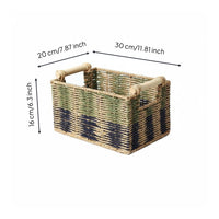 Woven Paper Rope Basket Decorative Paper Rope Basket Easy to Carry Rectangular Storage Bin for Vanity