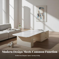 2 Pieces Nesting Table Set Modern & design Nesting Pebble Tables Irregular Shape adaptable Use for Homeowners, Students