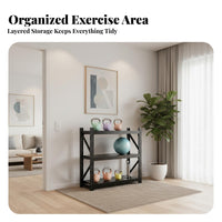Kettlebell Dumbbell Ball Rack Comprehensive Organization Dumbbell Kettlebell Exercise Mat Storage Rack Space Saving Workout Equipment Organizer
