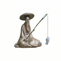 Mini Fisherman Figurine Small Fisherman Statue Rustic Miniature Landscape Decor Asian Zen for Gardeners