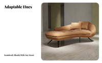 Luxury Aesthetic curved Chaise Lounge Space-Saving Ergonomic Chaise Plush Upholstery Indoor Furniture Deep Seat for Hospitality Professionals, Apartment Dwellers, Balcony, Hotel Lobby, Relaxation, Living Room