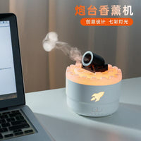 Creative Simulated Cannon Aromatherapy Machine USB Cracked Flame Humidifier with Colorful Night Light, UK Plug