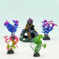 Aquarium Cave with Plants Versatile Decorations Weighted for Terrarium