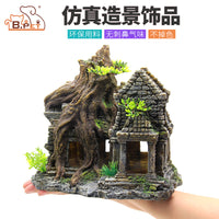 Bpet Resin Aquarium Shrub Castle Hideout Ornament for Fish and Shrimp