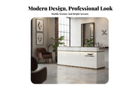 Modern Reception Desk Minimalist Front Desk Counter Checkout Area Varnish Ed Finish Sturdy Construction Secure Storage Suitable for Business Owners Lobby Retail Store Corporate Workplace