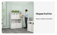 Multifunctional Design Away Ice Divider with Planter Large Capacity Away Ice Cabinet with Doors and Shelves Long-Lasting Storage Furniture Silent Hinges for Professionals, Business Owners, Homeowners, Workspace, Study Room, Library, Balcony