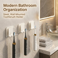 Wall Mounted Toothbrush Holder No Drill , Toothbrush Holder Set with Toothpaste Dispenser, Care Organizer for Apartment Decor