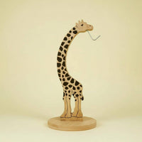 Giraffe Banana Holder Double Hooks Wooden Banana Hanger Space-Saving