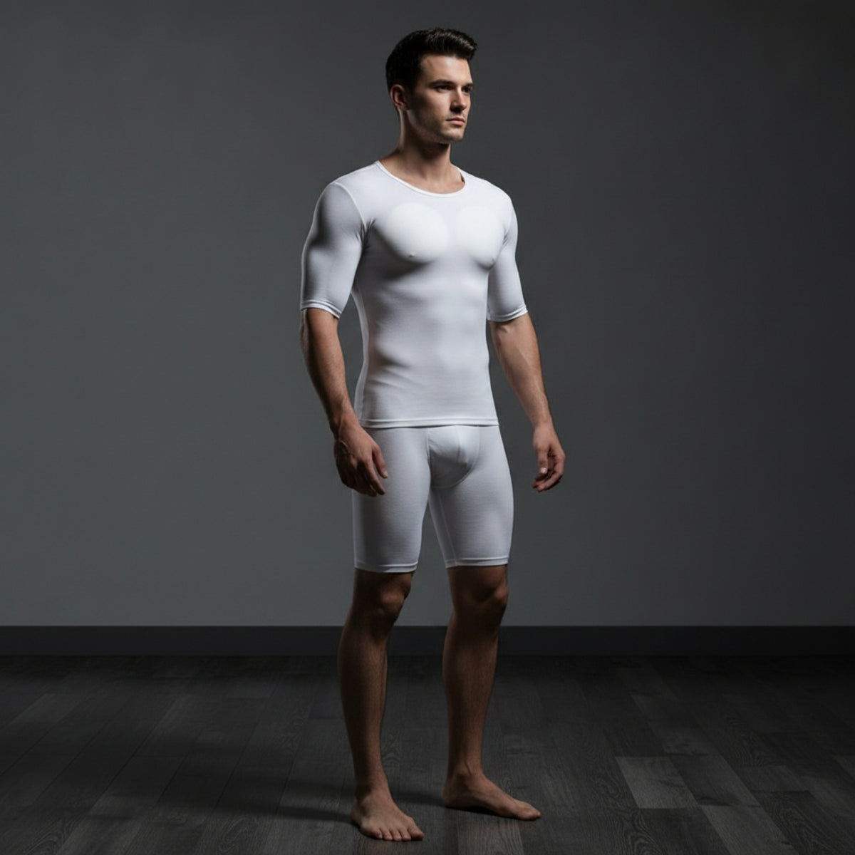 Muscle Undershirt with Chest Padding Close-Fitting Padded Muscle Shirt Contoured Physique-Defining Undershirt for Men, Cosplayers, Cosplay