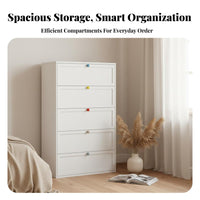 5-Drawer Narrow Chest Floor-Standing Narrow 5-Drawer Chest of Drawers Space-Saving Sturdy Frame for Students, Homeowners