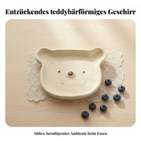 Cute Teddy Ceramic Tableware Set, Cream Bowl, Mug & Plate, Handmade, Home Dining, 2025