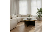 Round Coffee Table Minimalist Design Modern Circular Table Rounded Edges Home Furniture for Small Areas, Bedroom, Living Room