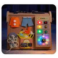 LED Busy Board Natural Wood Fourunified Sensory Board Safe Rounded Edges