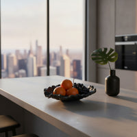 Ruffled Fruit Tray Matte Black Wavy Metal Bowl Sculptural Irregular Decorative Bowl for Entryway