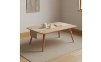Minimalist Design Solid Wood Tea Table Sturdy Rectangular Coffee Table Easy to Clean Living Room Furniture for Small Apartment