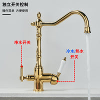 Retro European Ceramic Kitchen Faucet with Sprayer