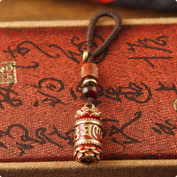 Red Enamel Engraved Charm Charm Gold-Tone Fittings Brass Charm Decorative Ornament for Car Keys, Bag, Keyring