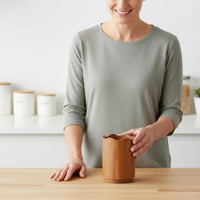 Wooden Pen Holder Decorative Edge Design Wooden Brush Holder Multi-Functional Tabletop Cutlery Organizer for Kitchen Counter