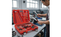 121 Pieces Car Repair Tool Set Vanadium Alloy Steel Mechanics Tool Kit with Carry Handle Portable Ratchet and Socket Set for Garage