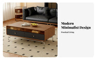 2 Pieces Nesting Coffee Table Set Minimalist Design Living Room Furniture Rounded Corners Internal Storage for Homeowners