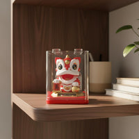 Nodding Head Lion Car Ornament Comes with Dust Cover for Office Desk, Home