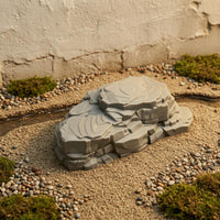 Layered Design Miniature Rock Stepped Edges Stacked Stone Prop Carved Texture Miniature Rock Stones Gray Finish for Small-Scale Scene