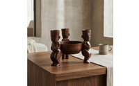 Carved Tabletop Bowl Wood-Like Finish Three-Legged Pedestal Bowl for Display Ornament