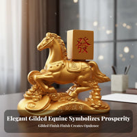 Chinese Astrological Horse Ornament Sand Gold Finish Chinese Astrological Horse Sculpture Metal Handmade Decor Decoration for Desktop, Office