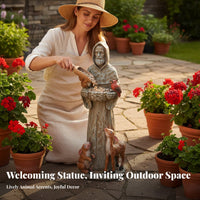 Saint Statue Bird Feeder Decorative Ornament Saint Francis Bird Feeder Versatile Function Religious Garden Sculpture for Gardeners, Courtyard
