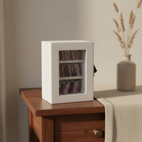 Wooden Bookshelf Ornament Three Shelves Mini Bookshelf Cabinet Clear Window