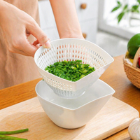 Colander for Kitchen Strainer, White Double-Layer Drainer Basket, Polypropylene Rice Washing Bowl for Fruit & Vegetable Washing, Meal Prep Students