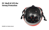 Skateboard Helmet Sturdy PC Shell Roller Skating Helmet Impact Resistant Shielded Headwear for Adults, Cyclists, Skateboarding, Outdoor Sports, BMX