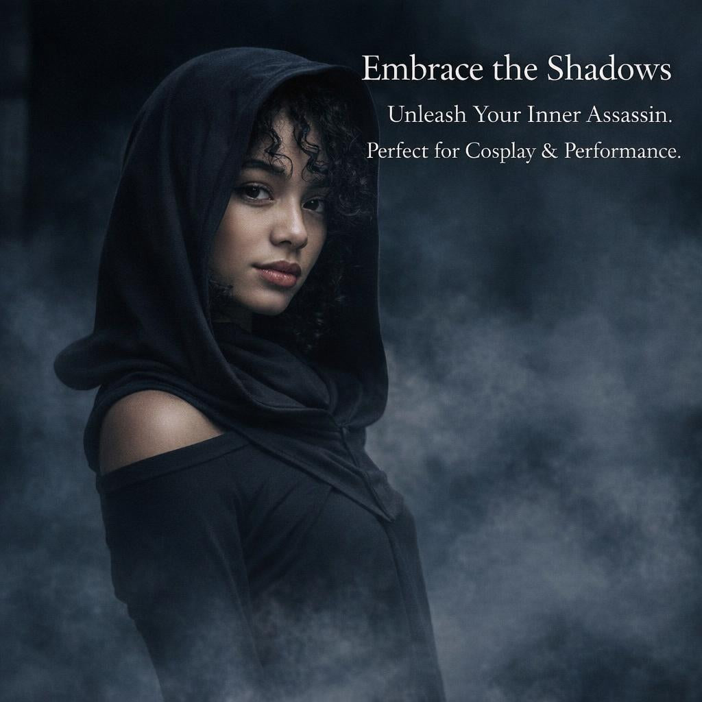 Hooded Face for Halloween Stage Performance, Fantasy Theme Hooded Cloak, Polyester
