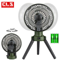 Portable Rechargeable Camping Fan with Light, USB