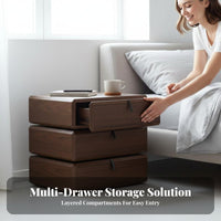 Rotating 2-Drawer End Table Modern Minimalist Design Nightstand rotate Drawers Cylindrical Shape for College Dorm, Living Room
