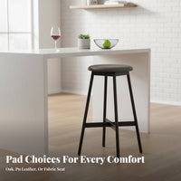 Backless Round-Top Stool Minimalist Design Bar Chair Stable Base for Pub, Office