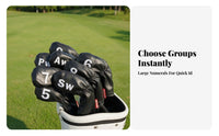 9 Pieces Golf Iron Head Cover Set | Easy-to-Manage Elastic Opening, Guard Padded Shape, Golf Iron Head Covers, for Travel