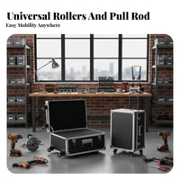 Wheeled Flight Case Removable Dividers Rolling Utility Chest for DIY Enthusiasts