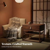 Woven Front Nightstand Nordic design Woven Front End Table Japanese Aesthetic Minimalist Design for Adults