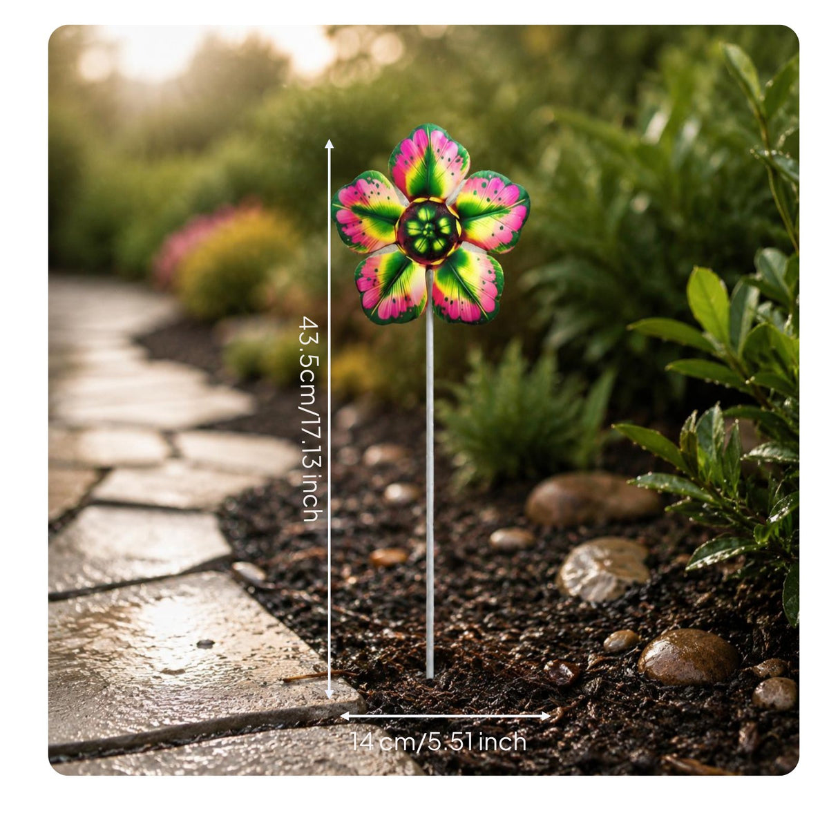 4 Pieces Garden Flower Stake Weather-Resistant Colorful Metal Flower Yard Stake