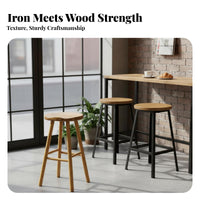Four-Legged Wooden Stool Minimalist Bar Height Design Height Seating Long-Enduringing Construction Ergonomic Backrest