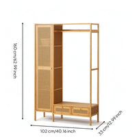 Wardrobe with Drawers Boho Garment Rack with Cabinet Versatile Freestanding Closet System for Entryway