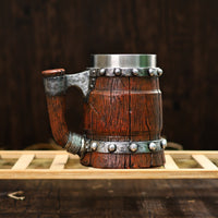 Viking Beer Mug Rustic Wood Style Tankard Large Capacity