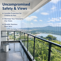 Transparent Protective Netting, Steel Fall Prevention Net for Window, Balcony & Banister, Silver-Grey Metallic Mesh Protection Net