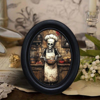 Halloween Skull Wooden Picture Frame for Desk, Living Room, Dining Room, Entryway